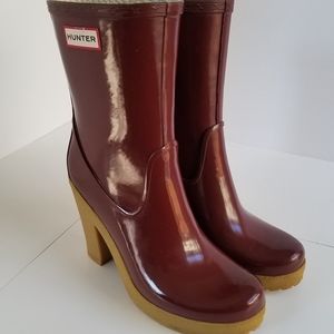Rare HUNTER Arnie Rain Boot in Maroon sz8M